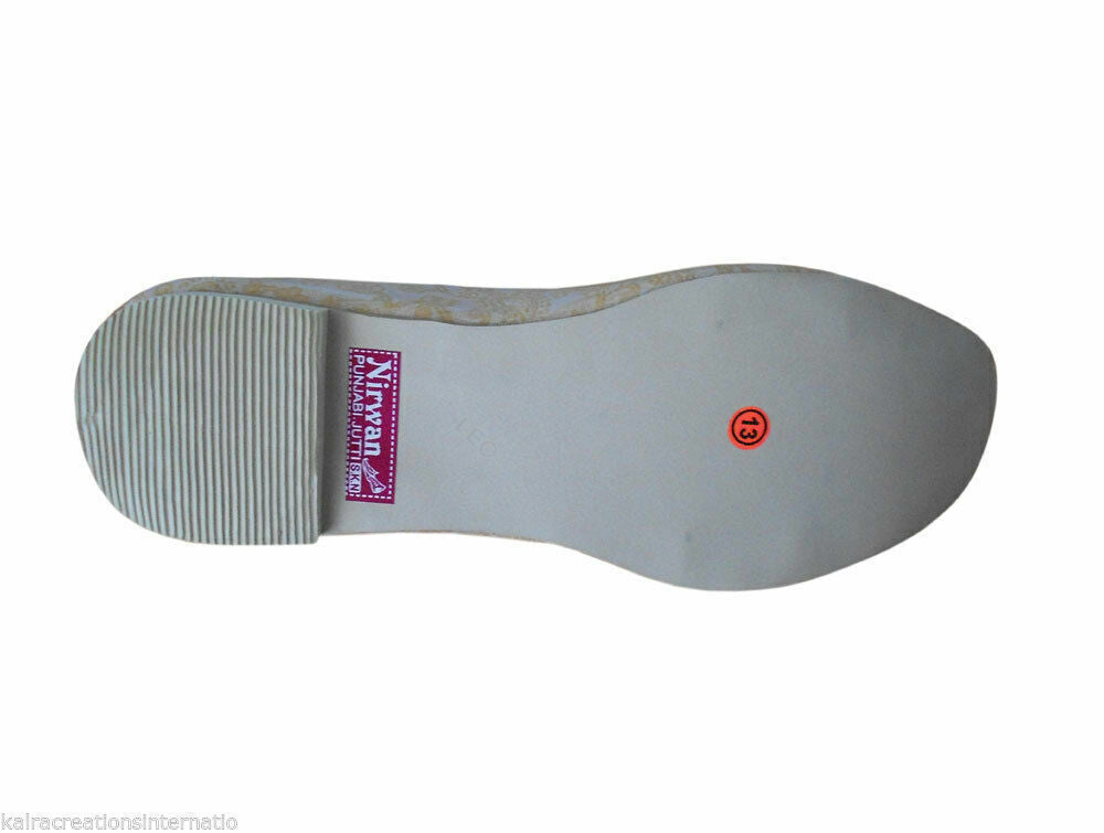 By Kalra Creations Men Shoes Handmade Jutties Punjabi Khussa Cream Mojaries Loafers & Slip On Flip-Flops Flat US 6/7