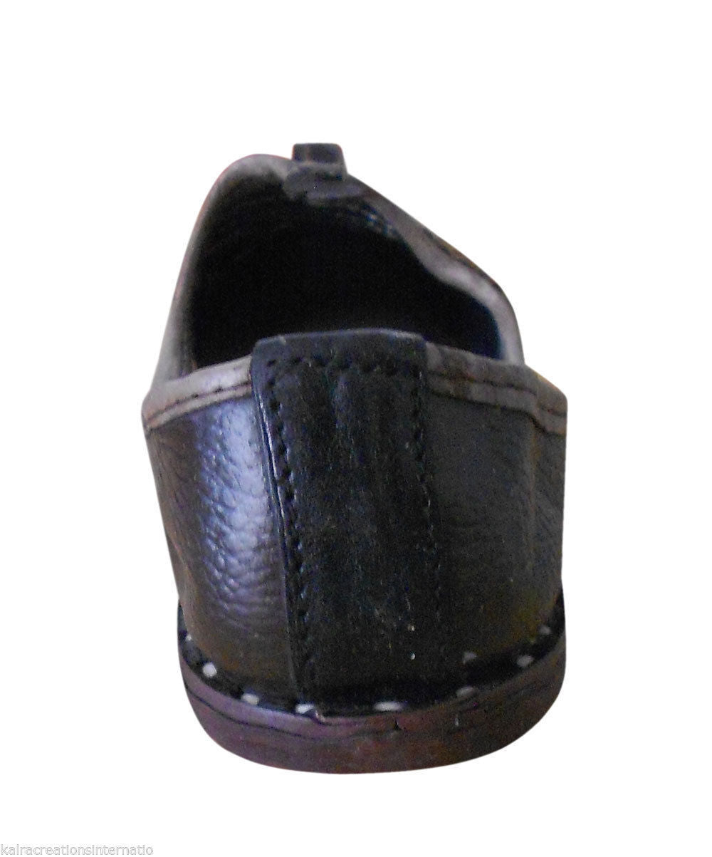 By Kalra Creations Men Shoes Leather Mojaries Indian Espadrilles Handmade Brown Traditional Jutties Flip-Flop US 7