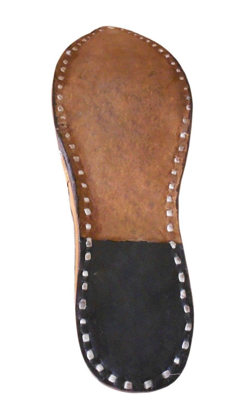 By Kalra Creations Men Shoes Leather Jutties Indian Brown Handmade Espadrilles Mojaries Flip-Flops Flat US 8