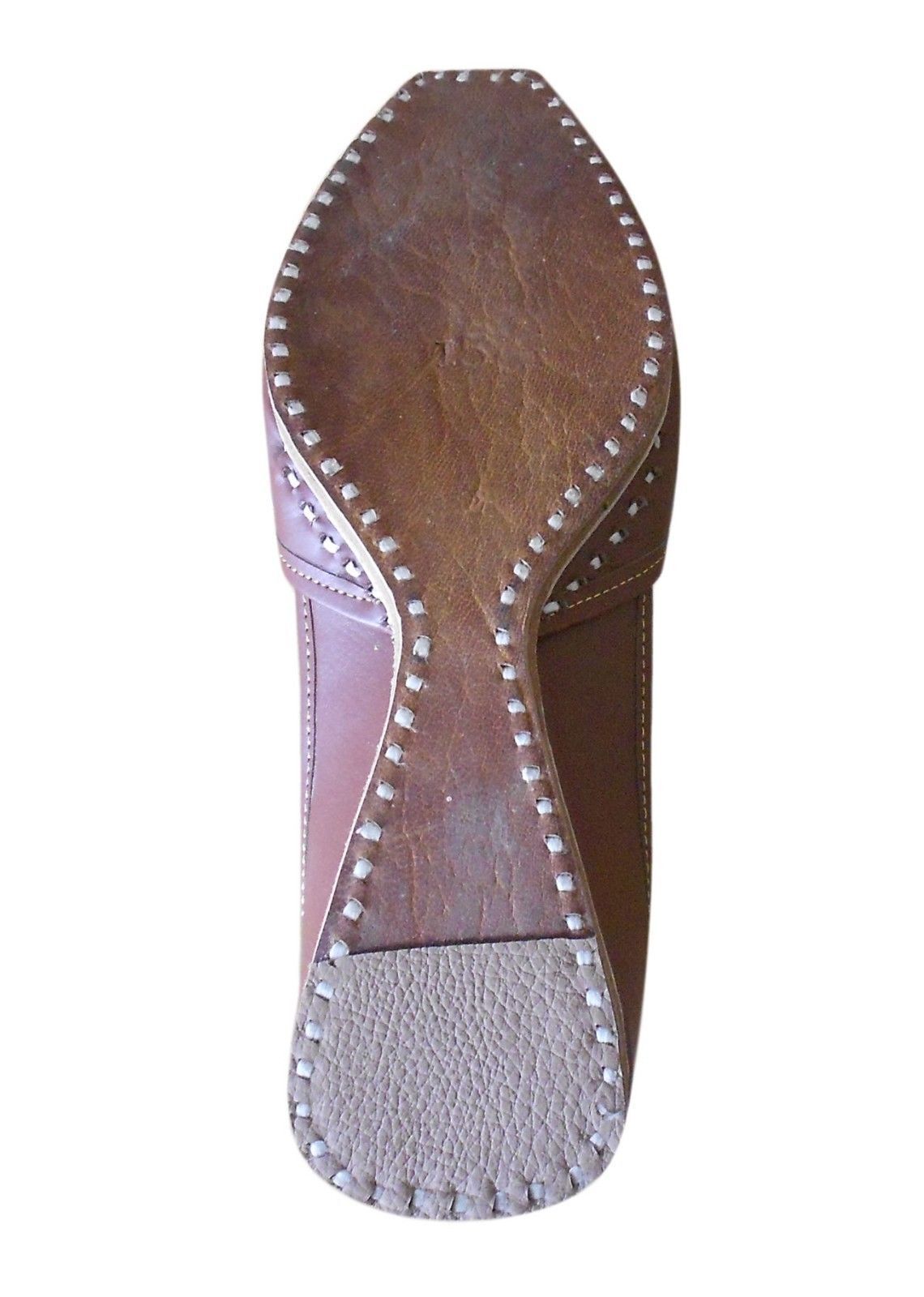 By Kalra Creations Men Shoes Traditional Leather Loafers Brown Mojaries Punjabi Handmade Flip-Flops Flat US 7-9