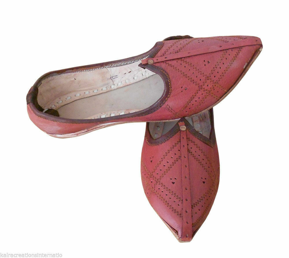 By Kalra Creations Men Shoes Indian Jutties Handmade Leather Brown Mojaries Loafers & Slip Ons Flip Flops Flat US 9