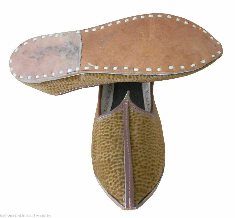 By Kalra Creations Men Shoes Ethnic Handmade Leather Jutties Loafers Khussa Indian Mojaries Flip-Flop Flat US 7/8