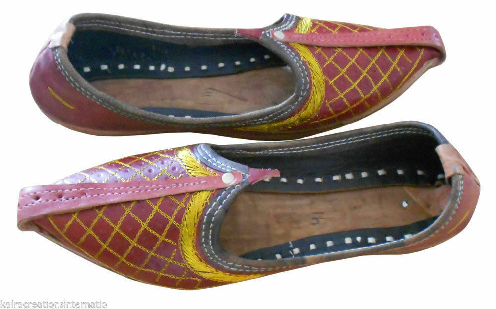 By Kalra Creations Men Shoes Indian Traditional Handmade Leather Mojaries Brown Jutties Espadrilles Khussa Flip-Flop Flat US 7/8