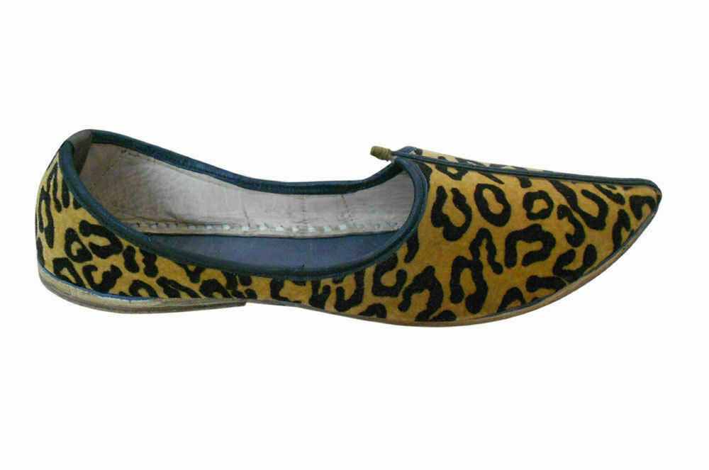 By Kalra Creations Men Shoes Indian Handmade Mojaries Ethnic Loafers Brown Leather Jutties Flip-Flops Flat US 7