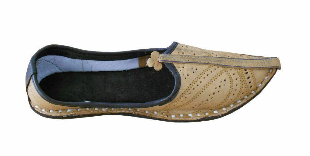 By Kalra Creations Men Shoes Traditional Jutties Indian Handmade Leather Camel Mojaries Flip Flops Flat US 7