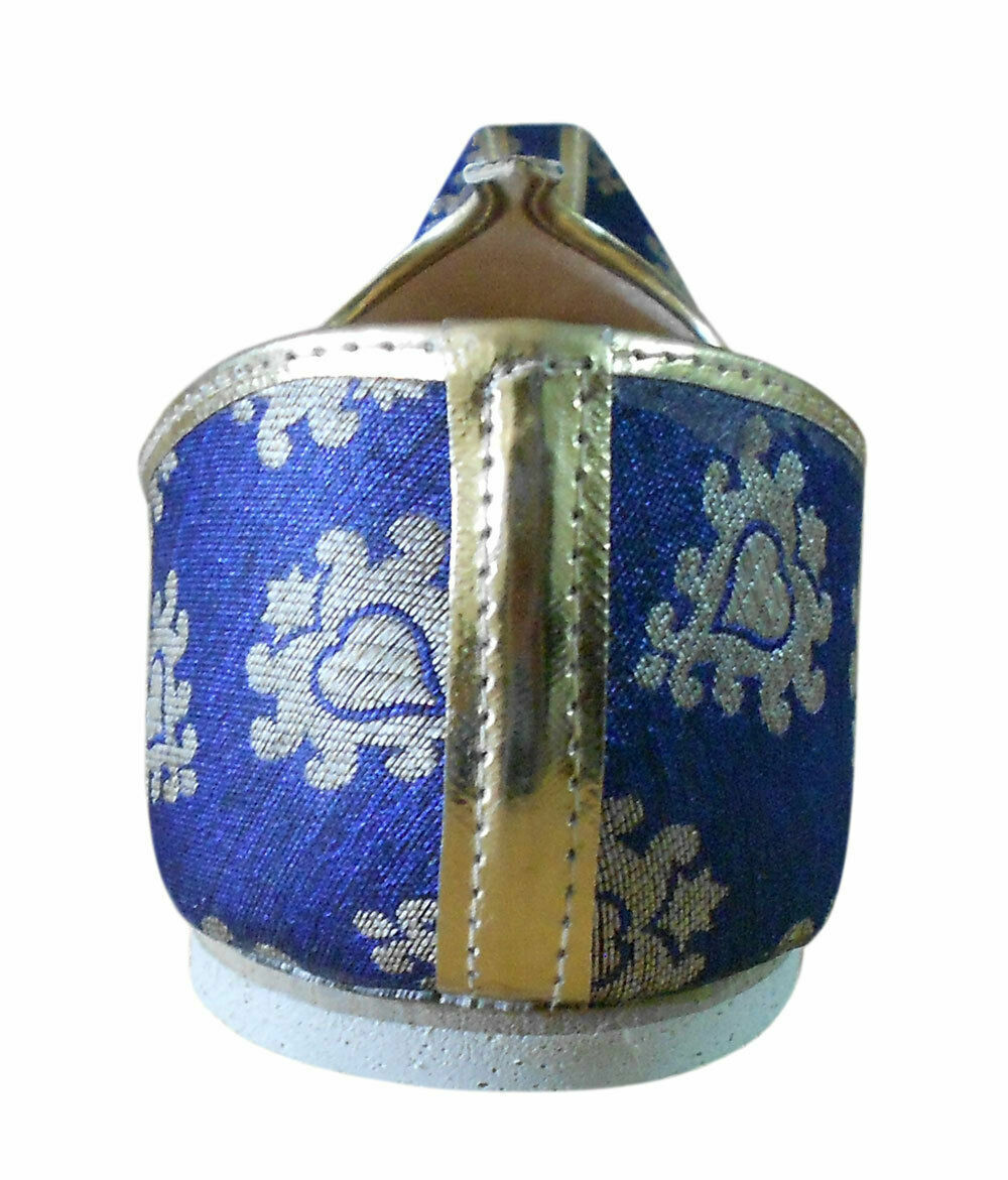 By Kalra Creations Men Shoes Indian Handmade Jutties Sherwani Blue Mojaries Loafers Slip On Flip Flops US 7