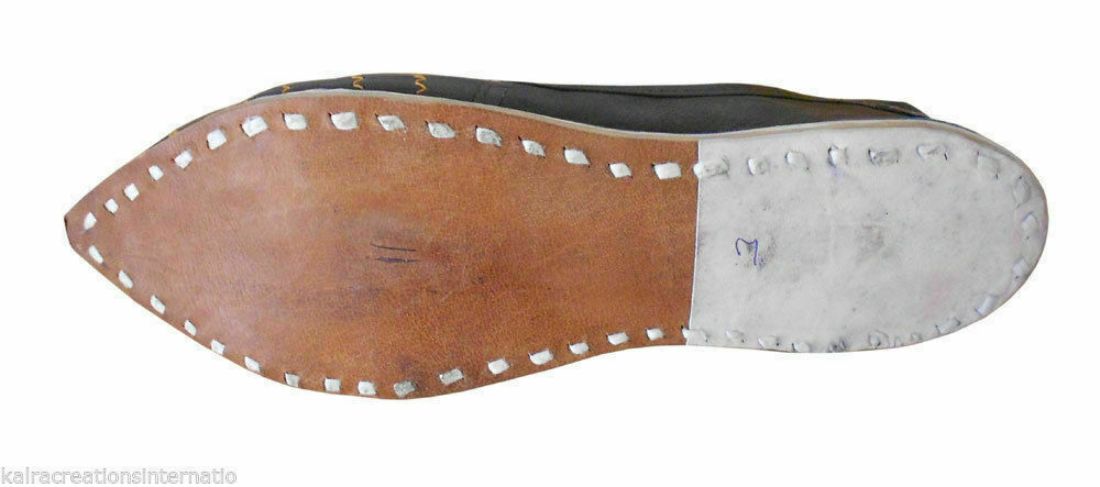 By Kalra Creations Men Shoes Traditional Indian Brown Mojaries Leather Jutties Flip-Flops Flat US 8