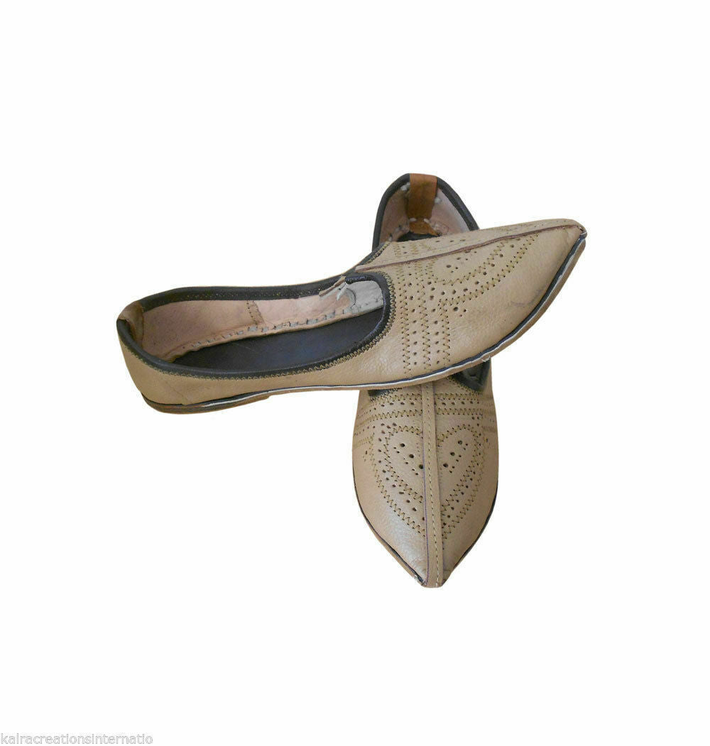 By Kalra Creations Men Shoes Casual Leather Jutties Handmade Indian Camel Punjabi Mojaries Flip-Flops Flat US 7