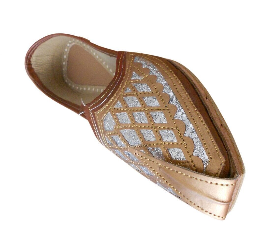By Kalra Creations Men Shoes Indian Leather Mojaries Brown Handmade Khussa Espadrilles Jutties Flip-Flops US 7-9