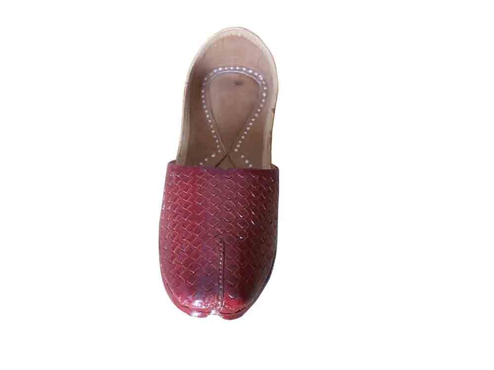 By Kalra Creations Men Shoes Traditional Jutties Indian Handmade Cherry Traditional Khussa Leather Mojaries Flip-Flops 6-10