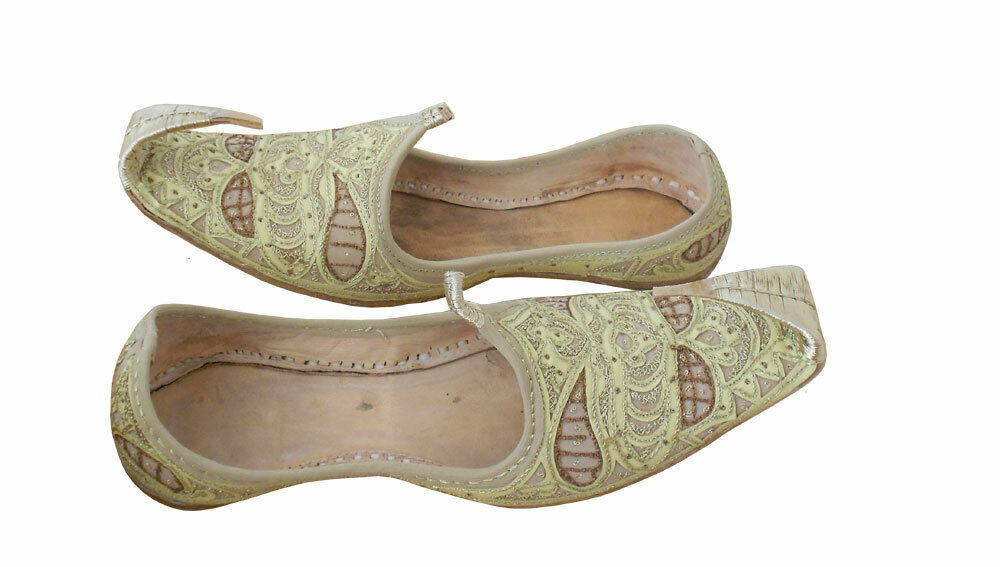 By Kalra Creations Men Shoes Leather Mojaries Aladdin Mojaries Indian Khussa Loafers Slip Ons Lime Yellow Flip-Flops Flat US 7