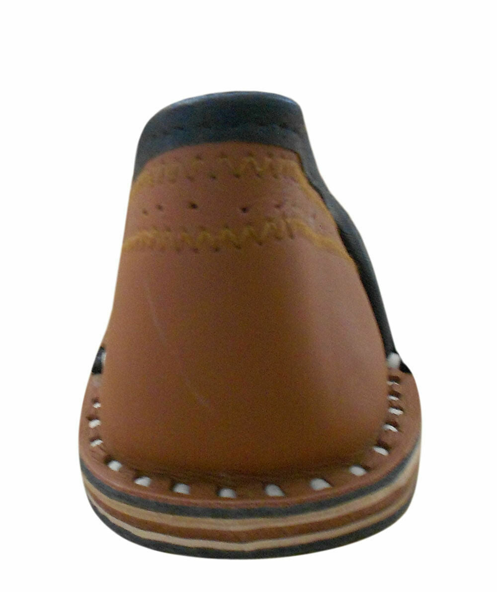 By Kalra Creations Men Shoes Indian Handmade Leather Mojaries Brown Loafers Brown Jutties Flip-Flops FlatUS 9