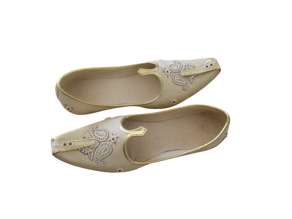 By Kalra Creations Men Shoes Wedding Designer Jutties Indian white Loafers Groom Mojaries Flip-Flops Flat US 6