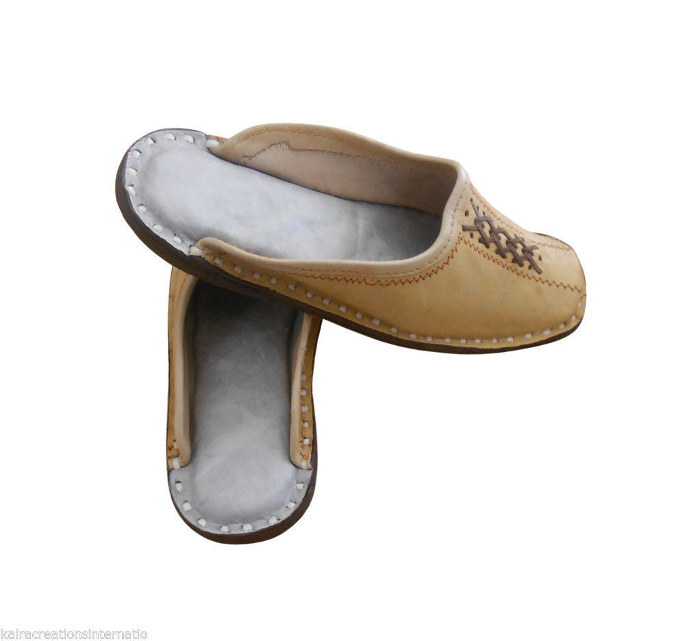 By Kalra Creations Men Slippers Open Mojaries Indian Leather Khussa Camel Clogs Flip-Flops Flat US 7