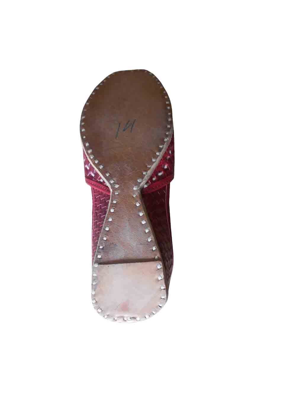 By Kalra Creations Men Shoes Indian Jutties Handmade Cherry Leather Mojaries Loafers & Slip Ons Flip-Flops Flat US 8-11