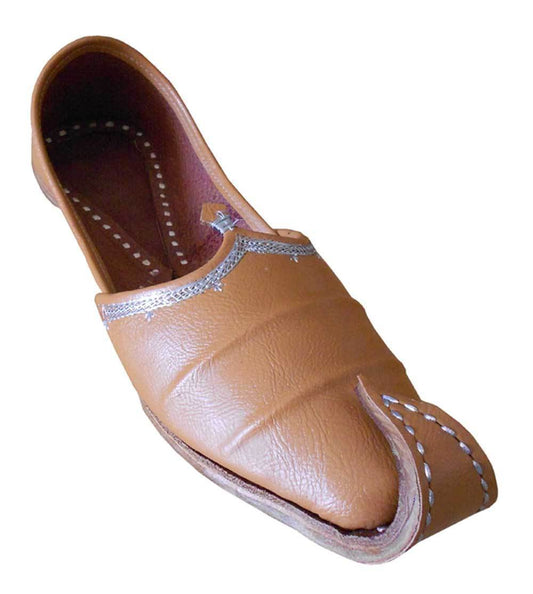 Men Shoes Punjabi Brown Indian Jutties Leather Mojaries Loafers & Slip Ons Khussa Flip-Flops Flat US 8.5-11.5