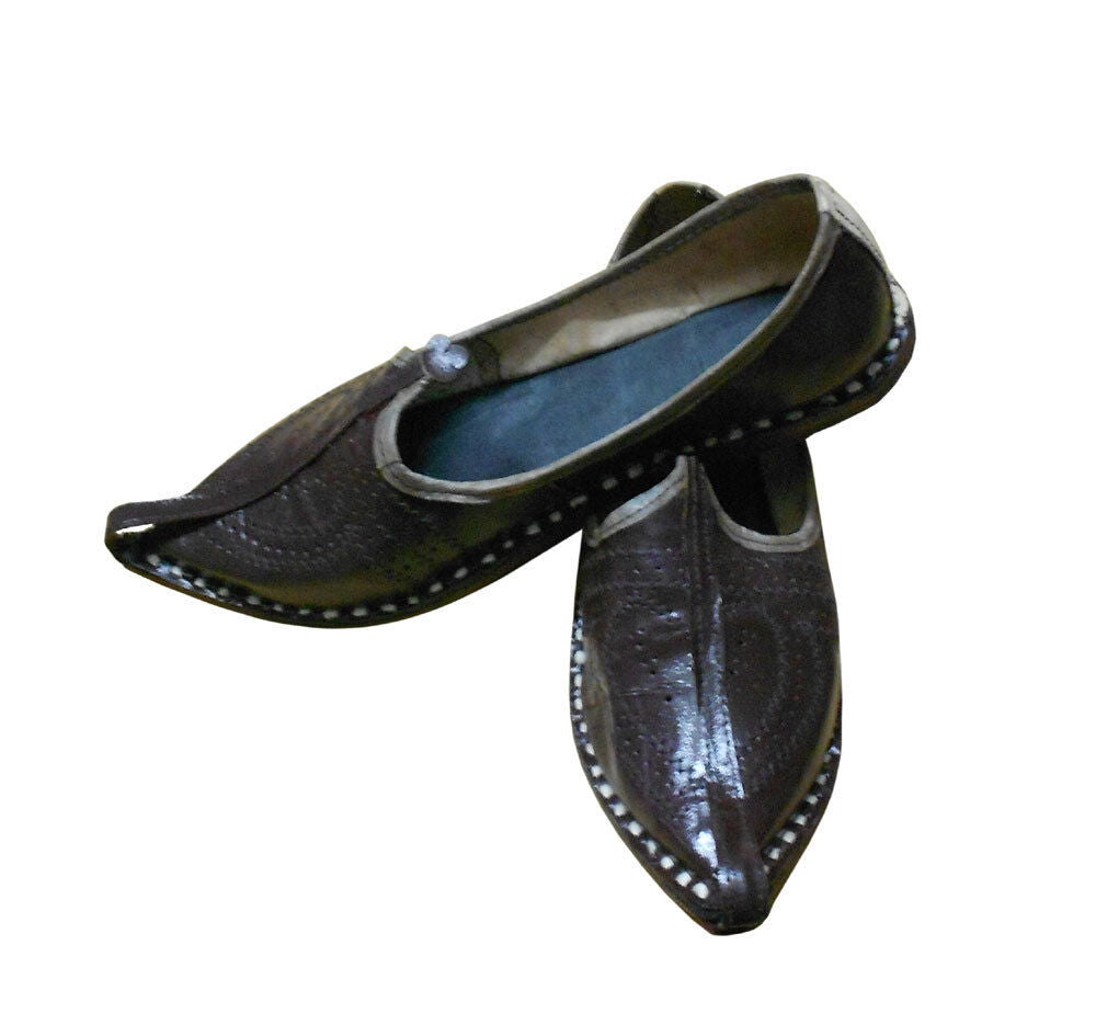 By Kalra Creations Men Shoes Jutties Traditional Handmade Leather Brown Mojaries Flip-Flops Flat US 7