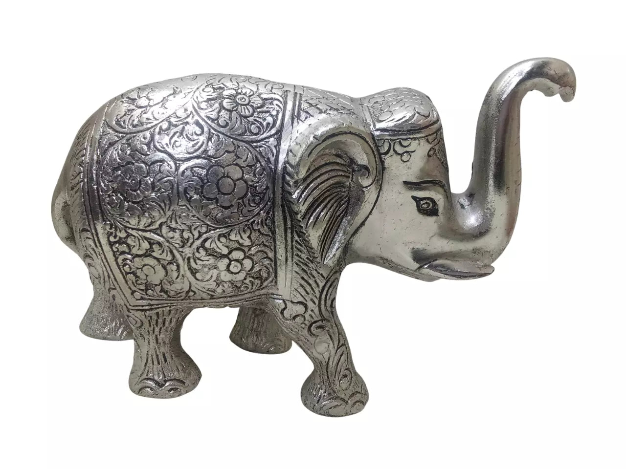 Silver Brass Metal Elephant Showpiece for Home Decor Housewarming Gift Small By Kalra Creations