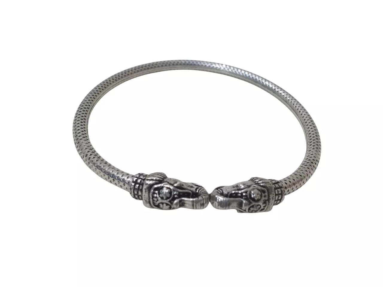 Women Brass Elephent Bracelet Bangles Brass Silver Oxidised side openable By Kalra Creations