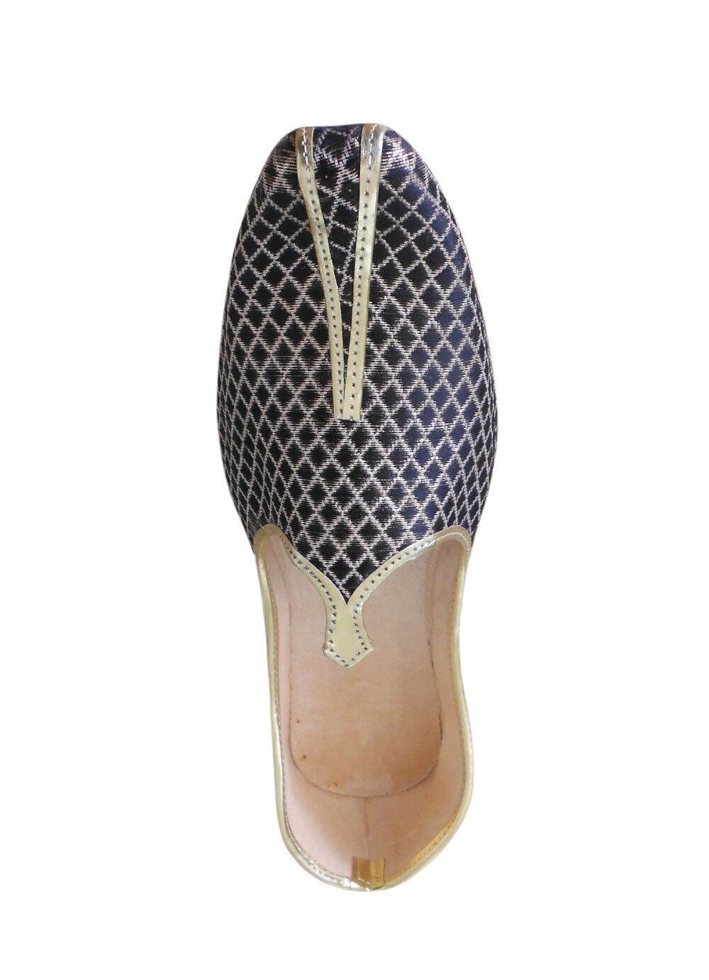 By Kalra Creations Men Shoes Indian Wedding Black Mojaries Handmade Leather Jutties Flip Flops US 6-8