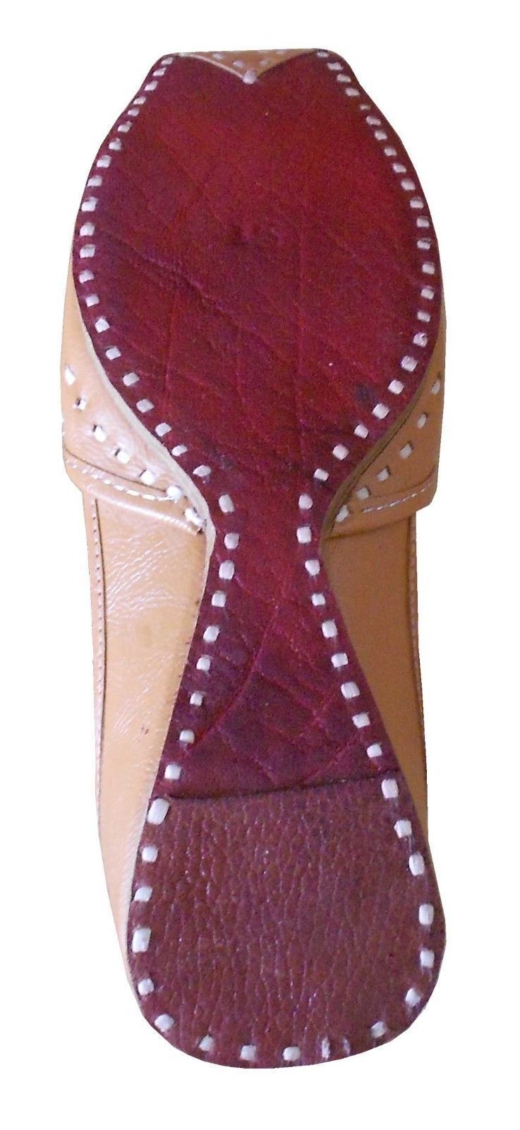 By Kalra Creations Men Shoes Punjabi Brown Indian Jutties Leather Mojaries Loafers Slip On Khussa Flip-Flops US 8.5-11.5
