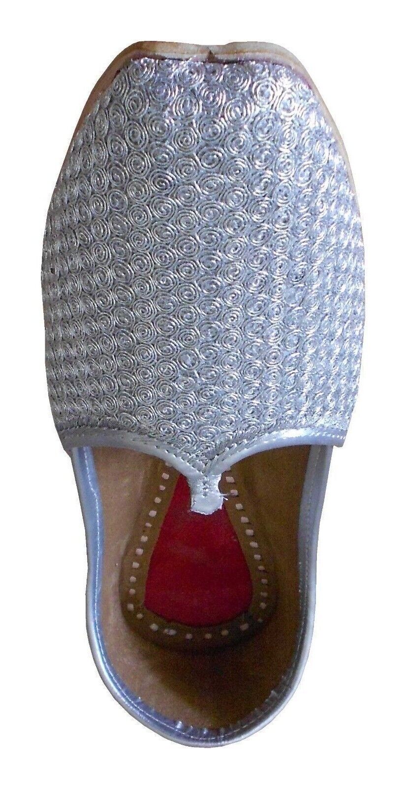 By Kalra Creations Men Shoes Traditional Leather Silver Khussa Handmade Mojaries Loafers Flip-Flops Slip Ons US 8.5-11