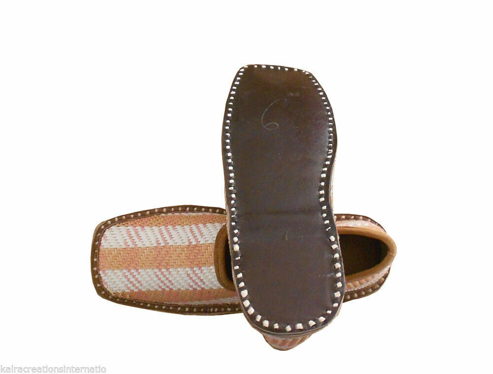 By Kalra Creations Men Shoes Indian Handmade Mojaries Traditional Multi-Color Jutties Loafers Khussa Flip-Flops Flat US 7