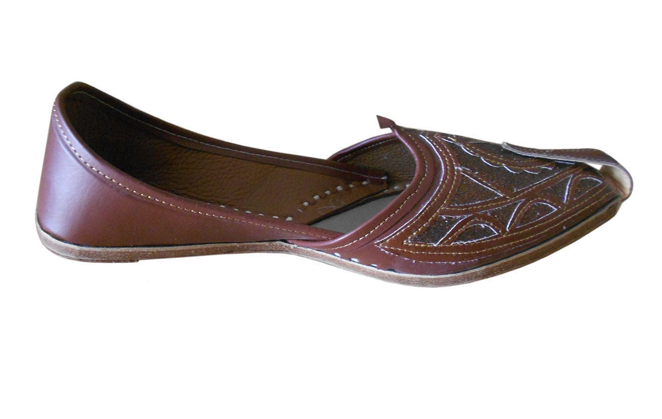 By Kalra Creations Men Shoes Traditional Leather Loafers Brown Mojaries Punjabi Handmade Flip-Flops Flat US 7-9