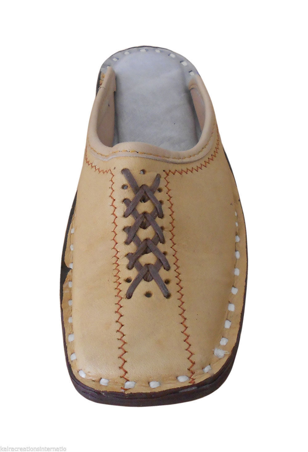By Kalra Creations Men Slippers Open Mojaries Indian Leather Khussa Camel Clogs Flip-Flops Flat US 7