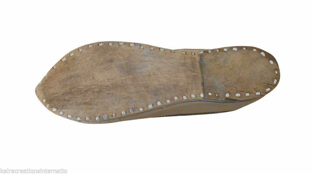 By Kalra Creations Men Shoes Casual Leather Jutties Handmade Indian Camel Punjabi Mojaries Flip-Flops Flat US 7