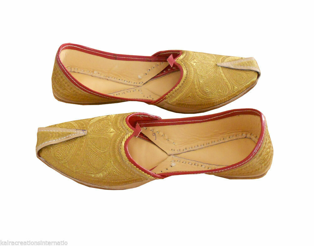 By Kalra Creations Men Shoes Traditional Leather Mojaries Cream Jutties Wedding Loafers & Slip Ons Flip-Flops Flat US 9