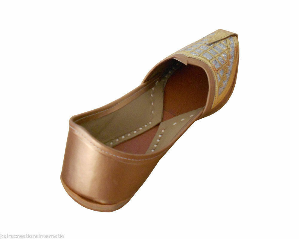 By Kalra Creations Men Shoes Handmade Mojaries Leather Brown Indian Khussa Indian Jutties Flip-Flops US 6/7