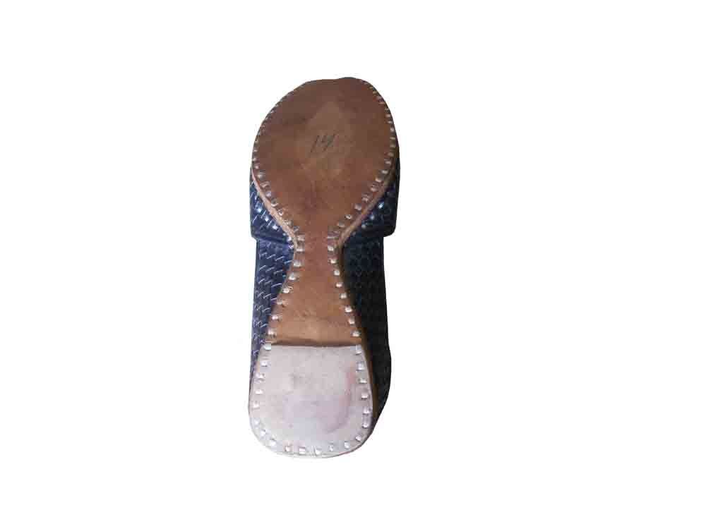 By Kalra Creations Men Shoes Handmade Leather Mojaries Indian Black Loafers Jutties Flip-Flops Flat US 8-10
