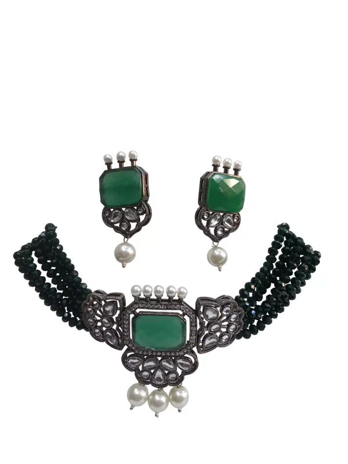 Women Jewellery Necklace Stylish Gold Plated Antique Wedding Girls Pendant Set
