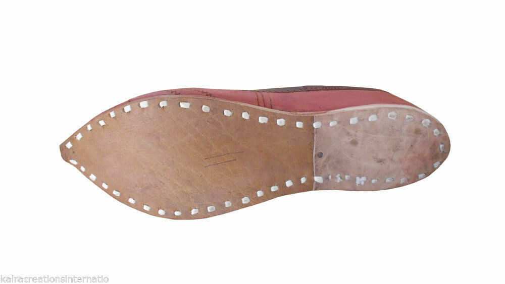 By Kalra Creations Men Shoes Indian Jutties Handmade Leather Brown Mojaries Loafers & Slip Ons Flip Flops Flat US 9