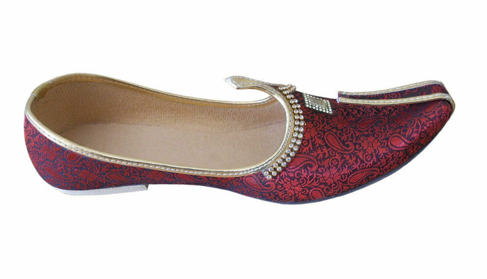 By Kalra Creations Men Shoes Mojaries Loafers & Slip Ons Groom Khussa Groom Maroon Flip-Flops Flat US 6/7