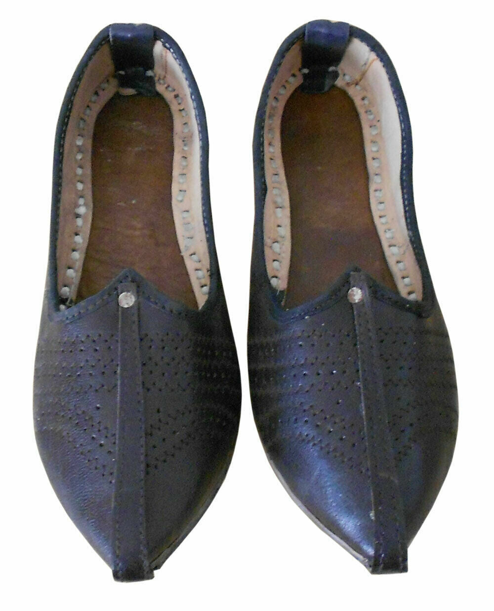 By Kalra Creations Men Shoes Handmade Leather Mojaries Indian Black Jutties Casual Loafers Flip-Flops Flat US 9