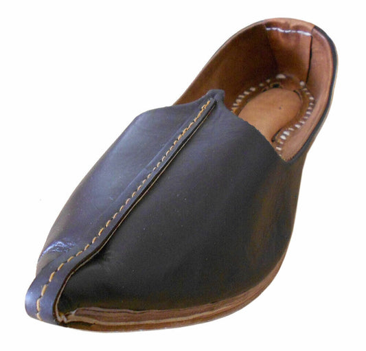 Men Shoes Indian Genuine Leather Jutties Brown Khussa Espadrilles Mojaries Flip-Flops Flat US 11