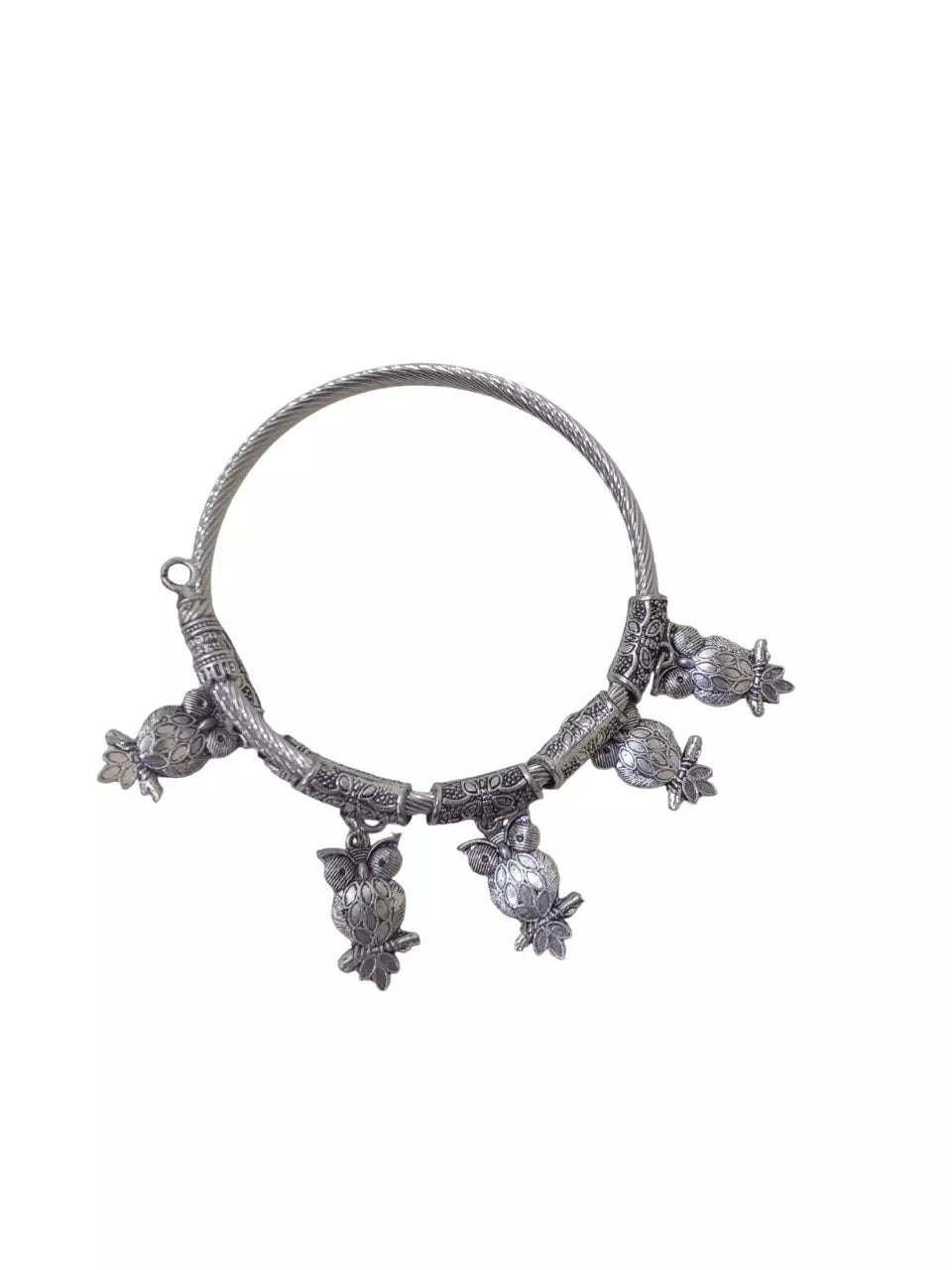 Women Brass Bangle side openable Bangles Brass Silver Oxidised Bracelet By Kalra Creations
