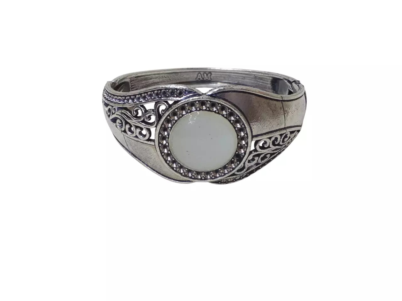 Women Brass Oxidised Bangle side openable Bangles Brass Silver Bracelet By Kalra Creations