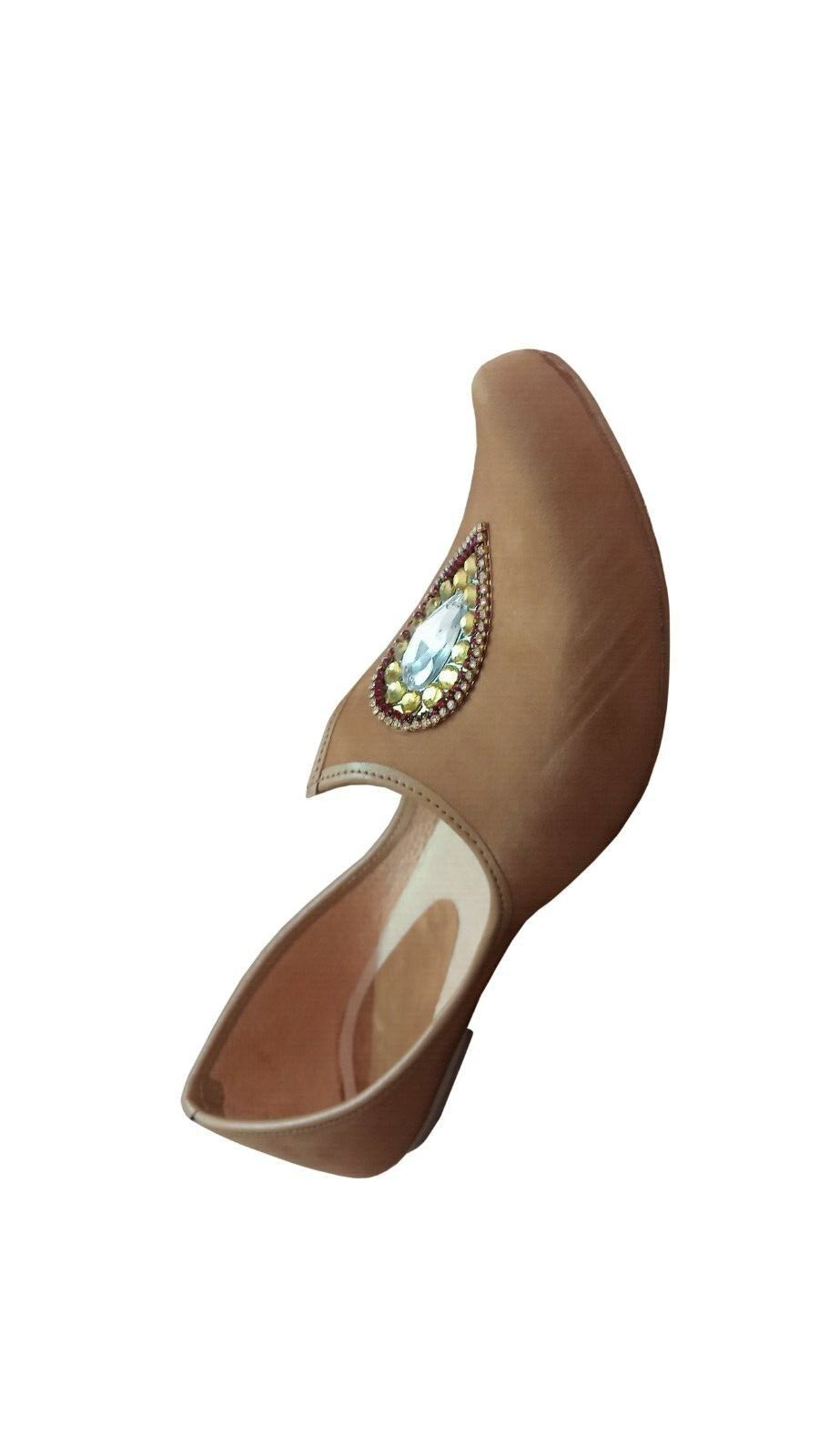 By Kalra Creations Men Shoes Indian Jutties Sherwani Mojaries Handmade Brown Khussa Flip-Flops Flat US 6