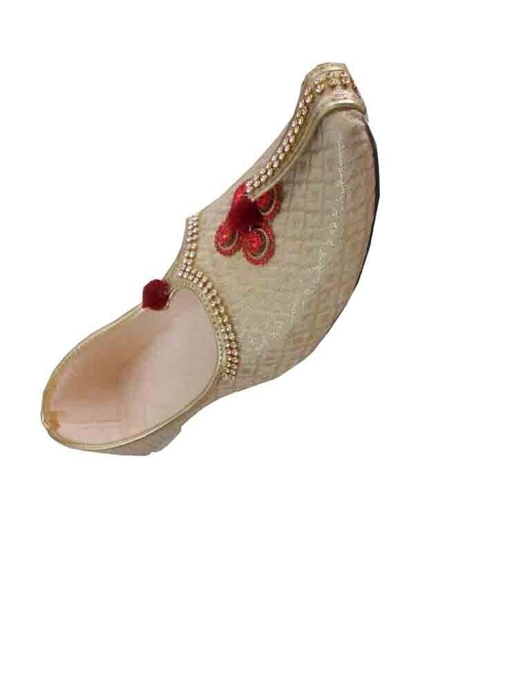 By Kalra Creations Men Shoes Wedding Jutties Handmade Khussa Cream Mojaries Loafers Slip Flip-Flops Flat US 6-12