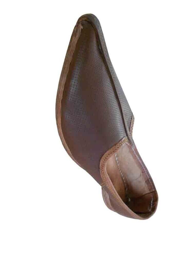 By Kalra Creations Men Shoes Indian Genuine Casual Jutties Leather Handmade Brown Mojaries Flip-Flops US 8