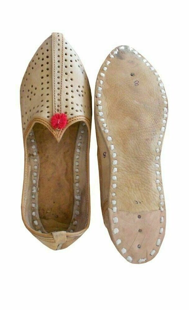 Men Shoes Indian Handmade Casual Jutties Leather Ethnic Mojaries Loafers & Slip Ons Flip-Flops Flat US 7-8