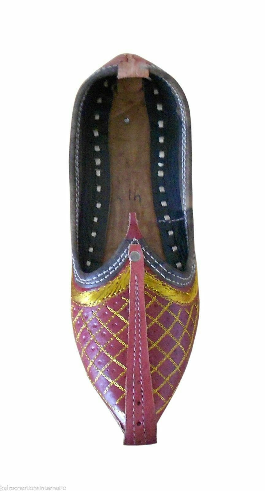 By Kalra Creations Men Shoes Indian Traditional Handmade Leather Mojaries Brown Jutties Espadrilles Khussa Flip-Flop Flat US 7/8