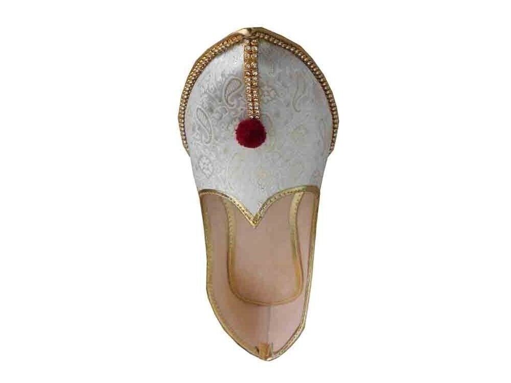 By Kalra Creations Men Shoes Wedding Sherwani Leather Mojaries Indian White Jutties Flip-Flops Flat US 6-12