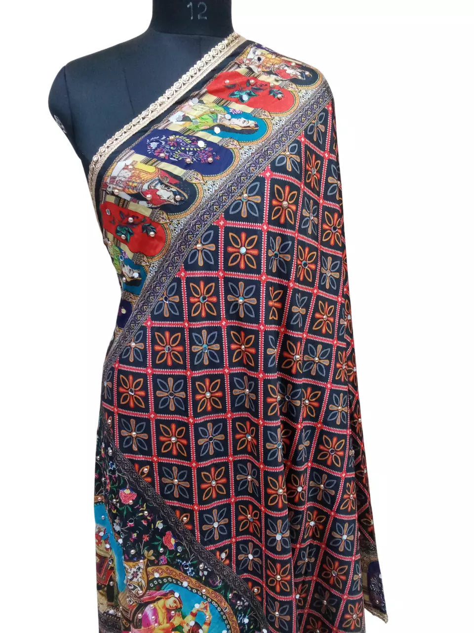 Heavy Mirror & Bead Pakistani Dupatta Women Weddings Festivals Handwork Perfect By Kalra Creations