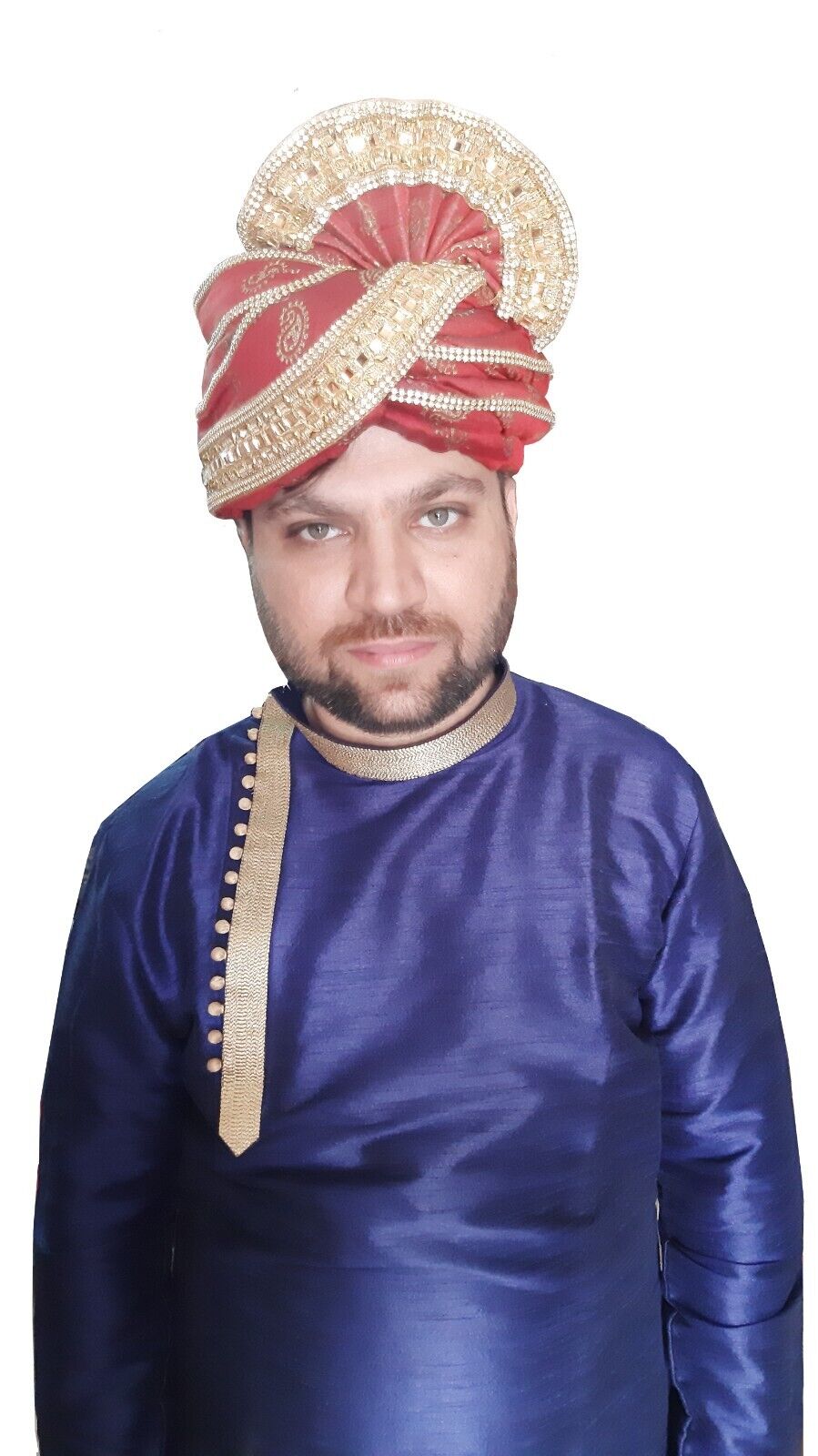 By Kalra Creations Men Hat Designer Groom Turban Indian Wedding Pagri Handmade Red Safa Pag Top