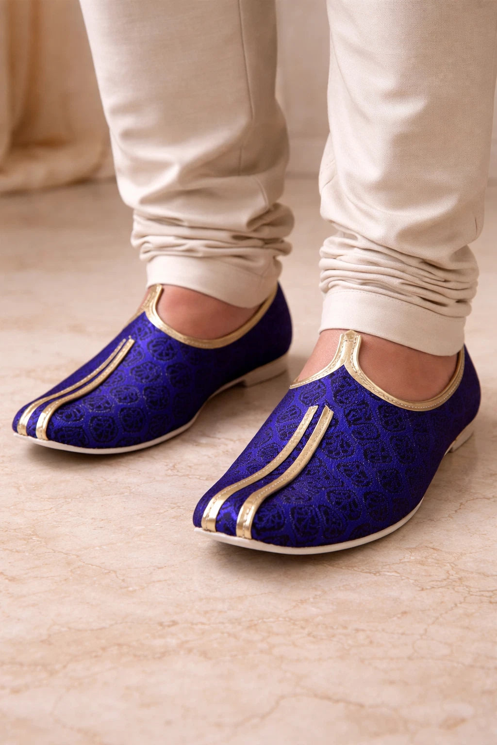 Indian Handmade Groom Mojari Shoes Blue Casual Jutti