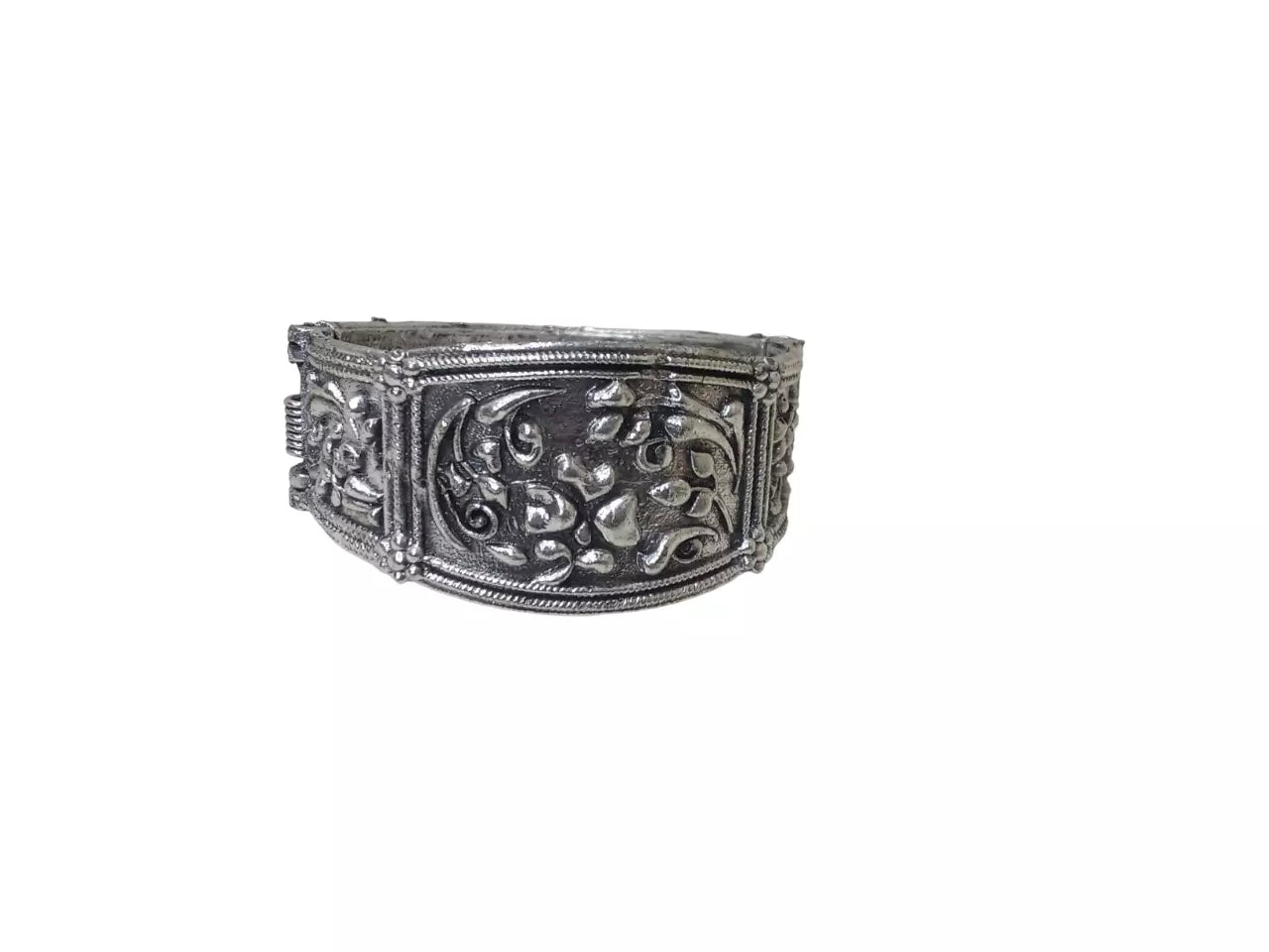 Women Brass Oxidised Side Openable Bracelet Bangles Brass Silver Tone By Kalra Creations